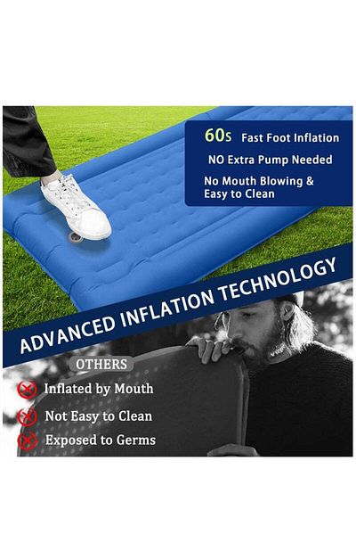 COOYA Portable Camping Sleeping Bed,Quick Inflation ,Ultralight,196cm Thickness Sleeping Pad with Pillow
