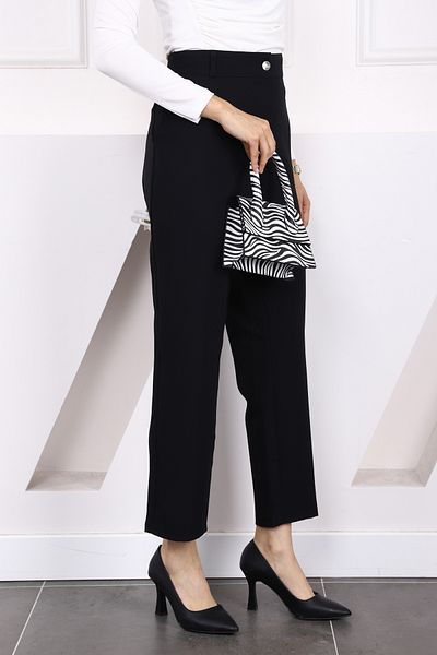İmajButik Μαύρο υφασμάτινο παντελόνι Plus Size