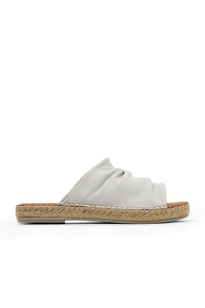 Bueno Shoes Papuci espadrille de damă din piele albă spartă 01wl4617
