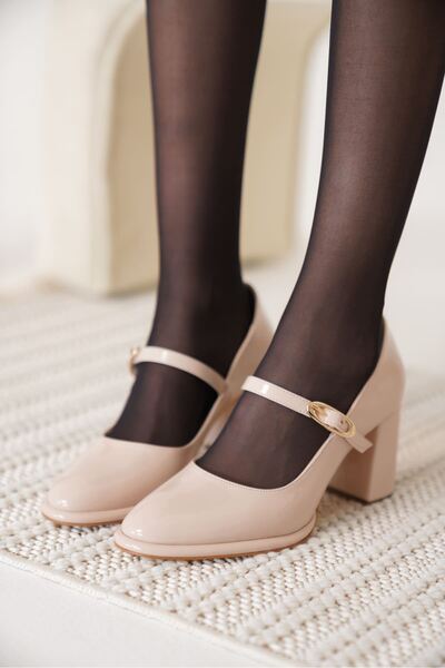 STREET BUTİK Alis Beige Women's Heeled Shoes