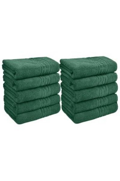 Ralex 10-Pack Face Bath Towels 50 x 90 cm 100% Cotton, Greek Border 500 g/sqm, Green