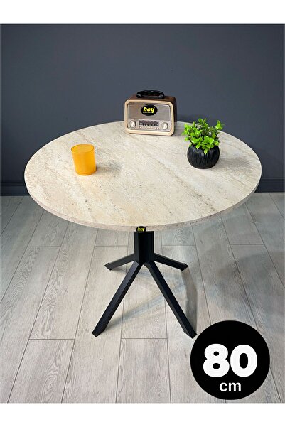 hey modüler mobilya Saray Traverten Yuvarlak Mutfak Yemek Masası Balkon Masas...