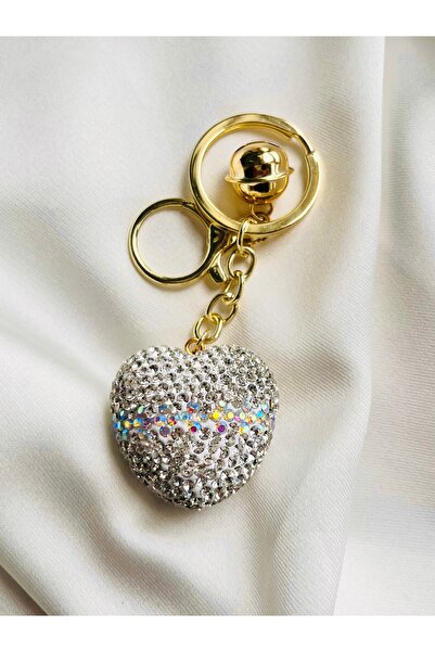 COCOSH TAKI Shiny Hologram Stone Heart Model Ring Detailed Gift Keychain