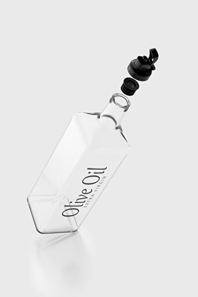 Renga Oslo Letter Patterned 1000 ml Glass Oil Bottle with Black Lid 152064