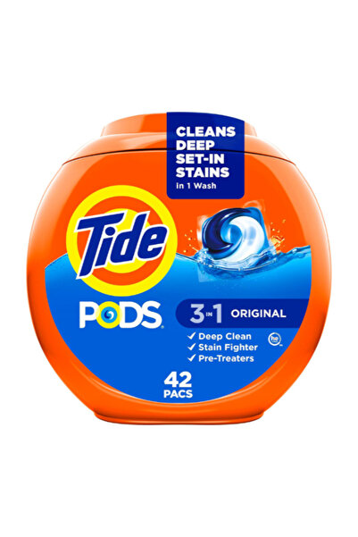 Tide كبسولات منظف الغسيل 3 في 1 برائحة أصلية، 42 كبسولة