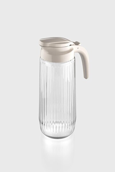 Renga Beluga 1500 ml Bej Kapaklı Gravürlü Cam Sürahi 111021