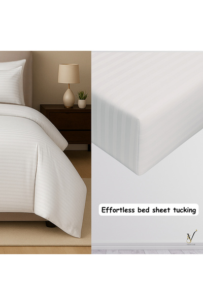 View star Viewstar 6 Pcs King Size Bedding Set (White) – 1 Fitted Sheet, 1 Quilt Cover, 4 Pillowcases