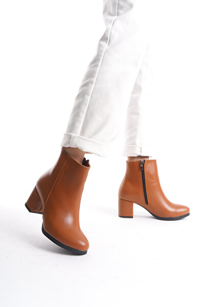 LUPİN SHOES Γυναικείες κοντές μπότες με τακούνι Rohana Tan Skin