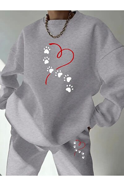 FUFLUNS طقم بدلة رياضية للجنسين مطبوعة على شكل قلب من PATI