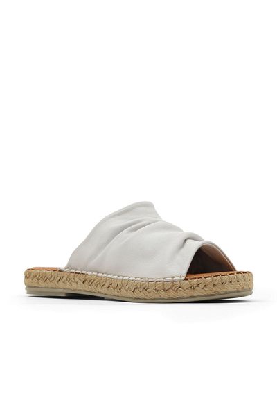 Bueno Shoes Papuci espadrille de damă din piele albă spartă 01wl4617
