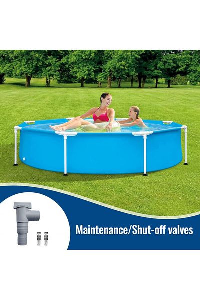 Shunfaji Set of 2 valves and 4 clamps for pools, plastic/metal, gray, 32 mm