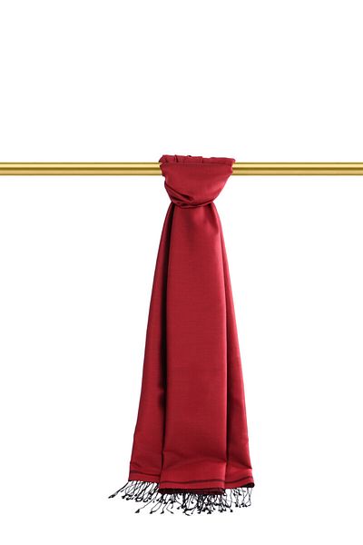 Bursa İpek Burgundy Black Double Sided Silk Shawl