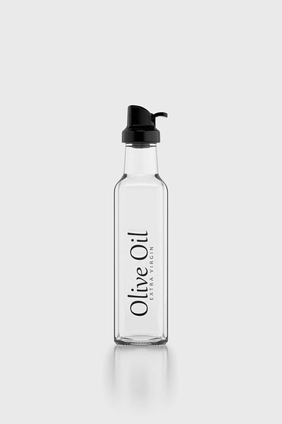 Renga Oslo Text Patterned 250 ml Glass Oil Bottle with Black Lid 152001