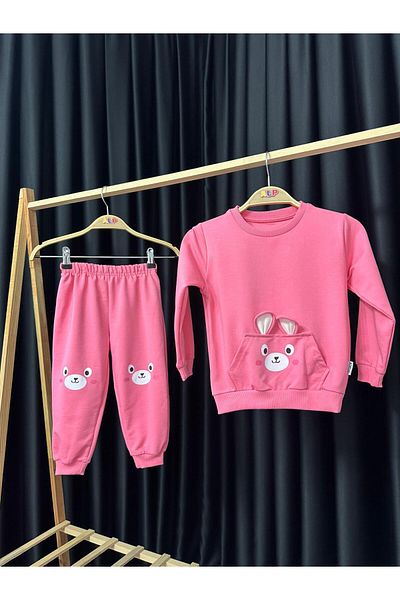 Alpbebe Little cute 2 thread pocket detailed tracksuit set - pink