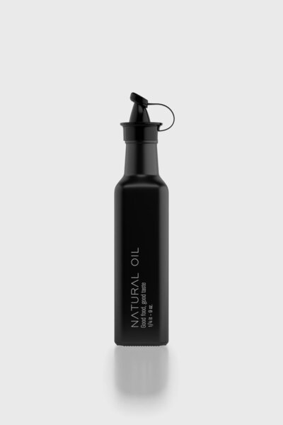 Renga Urla Text Patterned 250 ml Glass Oil Bottle 152072 Matte Black