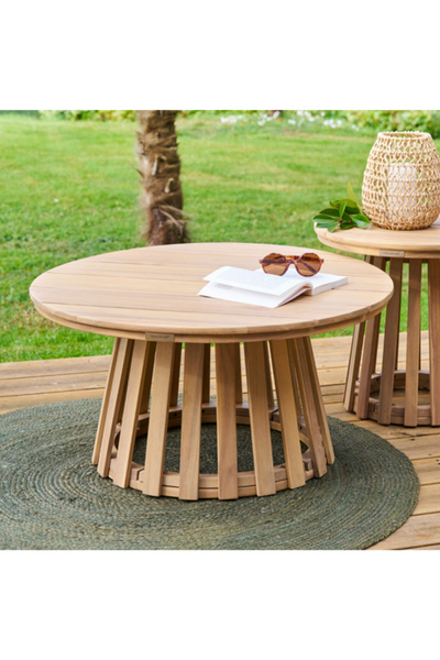 Hesperide Osuna Round Acacia Garden Side Table 80 x 40cm