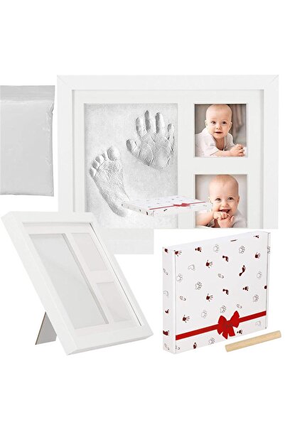 SERSIMO Baby hand or foot print mold kit and photo frame, 23x28cm, with gift box, white frame