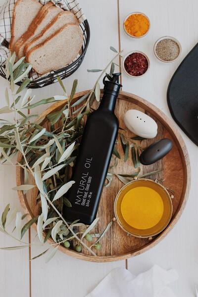 Renga Urla Text Patterned 750 ml Glass Oil Bottle 152074 Matte Black