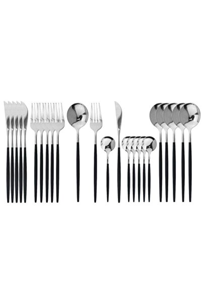 Generic JASHII Flatware Serving Set 24 Piece, Stainless Steel Silverware Set,...