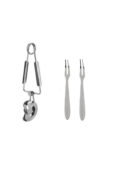 Generic SYOSI Snail Tong Forks Set Stainless Steel Escargot Tongs Snail Fork Clip Food Serving Tongs Escarg