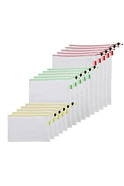 Generic LianWan Reusable Produce Bags 15PCS Mesh Bags for Vegetables Eco Friendly Net Bags for Grocery Shop