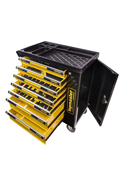 euromaster PROFESSIONALLY EQUIPPED TOOL CABINET WITH 7 DRAWERS, 5 MODULES, 219 PIECES – TOPMASTER PRO