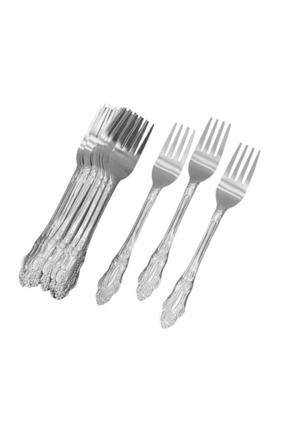 Generic RAJ Stainless Steel Dessert Fork 12-Pack - Eco, Perfect for Home, Kitchen, Restaurant, Party, Hotel