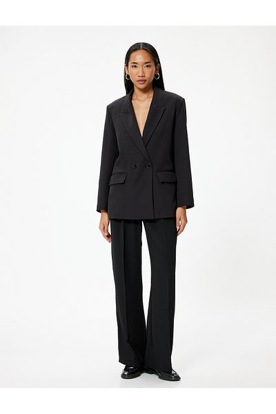 Koton Black Women's Oversize Blazer Jacket