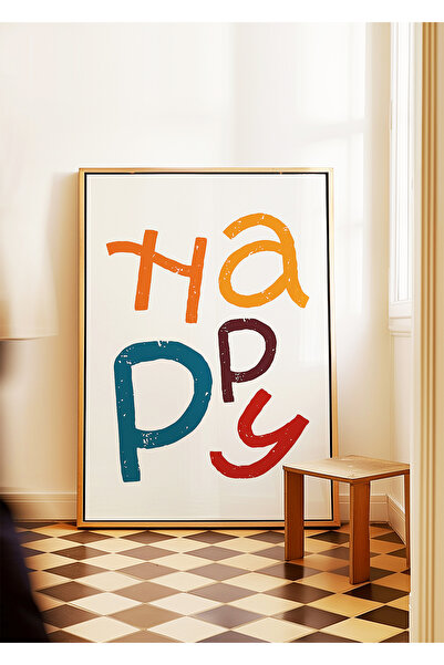 ARTHOUSECOLLECTIVE HAPPY – Poster tipografic colorat - Poster fără cadru în d...