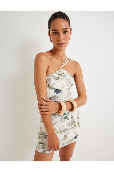 Koton Khaki Women's One Shoulder Mini Dress
