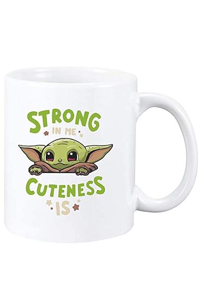 Generic Baby Yoda Mug Strong In Me Cuteness Is Coffee Mug Plus Yoda Keychain for Christmas Gift Funny Yoda