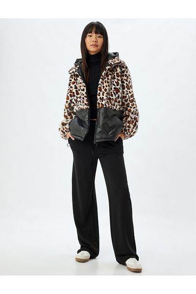 Koton Beige Women's Leopard Jacket