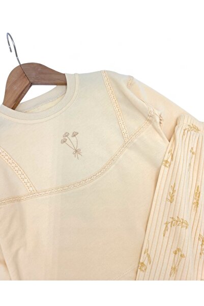 voyyo kids baby Girl's Flower Embroidered, Wide Leg Leggings, Seasonal 2-3-4-5-6 Years Old Stylish Girl's Set