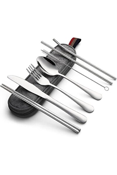 Generic McMola 8 Piece Camping Cutlery Set for 1, Stainless Steel Travel Uten...