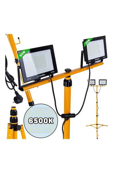 GEKO LED РАБОТНА ЛАМПА 2 X 50W 6500K С РЕГУЛИРУЕМА СТОЙКА ЗА ТРАНЗИТОР