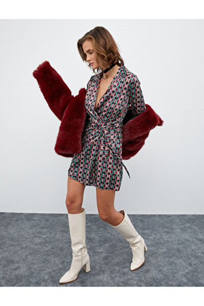 Koton Tie Detail Mini Satin Dress