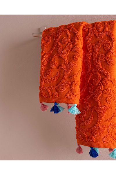 Madame Coco Giverny 2-Pack 100% Cotton Hand Towels - Orange - 30X40 cm