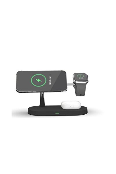 Tech-Protect Încărcător magnetic wireless premium 3 în 1 Tech Protect A12 Magsafe pentru telefon, căști, ceas inteligent, negru