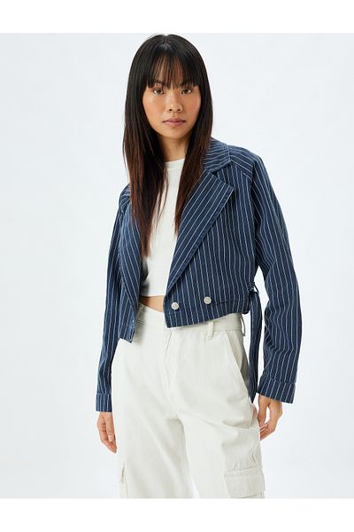 Koton Dark Blue Women's Belted Jacket