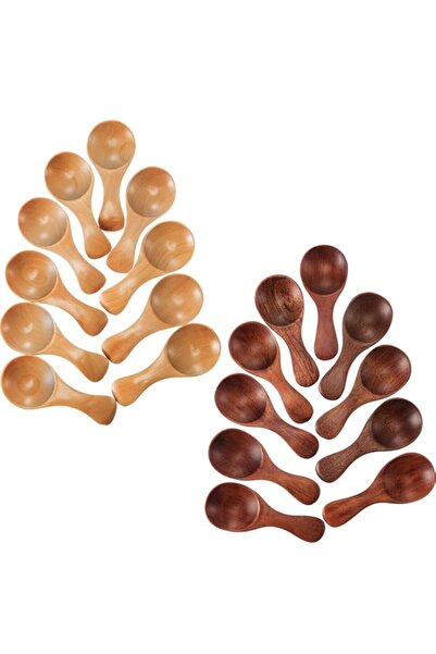 Generic ELECDON 20 Pieces Small Wooden Spoons Mini Condiments Sugar Seasoning...