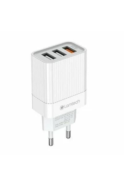 Lamtech Network Charger, 1xUSB QC3.0, 2xUSB 3A, White
