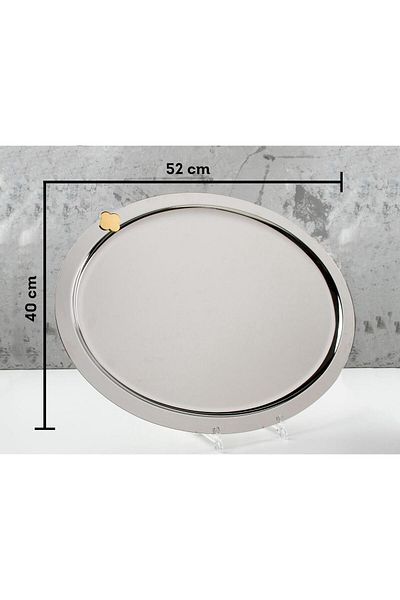 TOHFAT-AL MAIDAH Luxury Originality Stainless Steel Single Oval Large Nickel Gold Tone