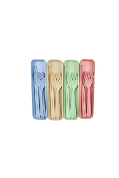 Generic YHRY 4 Pcs Plastic Cutlery Set, Portable Utensils with Case, Eco Frie...