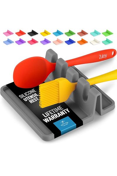 Generic Zulay Kitchen Silicone Utensil Rest with Drip Pad for Multiple Utensils - BPA-Free, Heat-Resistant