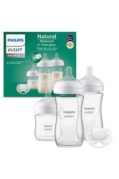 Philips Avent Set nou-nascut Philips Avent Response SCD878/11, 3 biberoane de sticla, Suzeta ultra-soft 0-