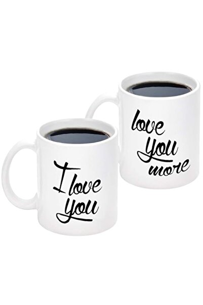 Generic I Love You Love You More Funny Couple Coffee Mugs Set Valentine's Day Engagement Bridal Shower Wedd
