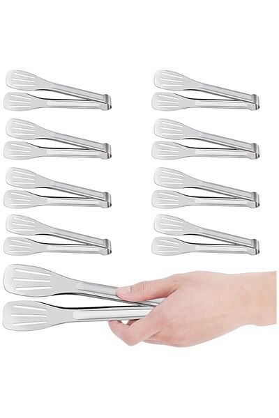 Generic YHRY 8 Pack Kitchen Tongs, Buffet Tongs, 7-Inch Stainless Steel Serving Tongs, for Food, Salads, Gr