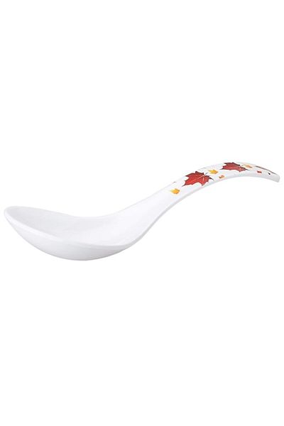Generic Dinewell Melamine Vintage Leaves Serving Spoon, White, 9.75 Inch, Dws5014Vl ,1 Pc