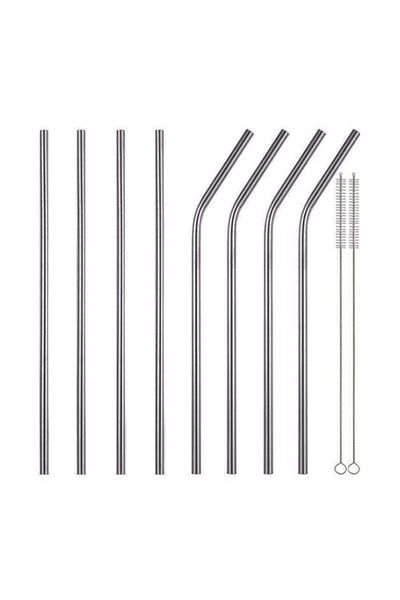 Generic Set of 10 Stainless Steel Straws FDA-Approved extra Long 10.5'' Drinking Metal Straws For 30oz Stai