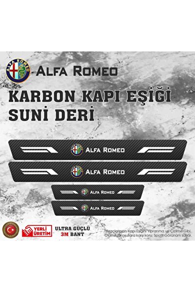 ototime Alfa Romeo Uyumlu Deri Karbon Kapı Eşiği Koruyucu Bant 4 adet